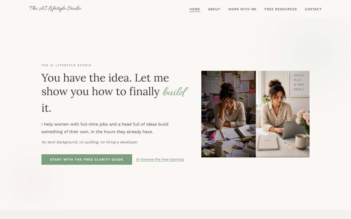 The AI Lifestyle Studio website